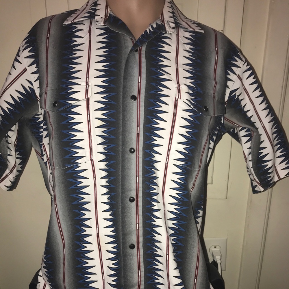 Vintage Panhandle Slim Abstract Western Short-Sleeve Shirt